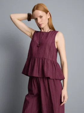 Gestreepte tanktop met peplumzoom