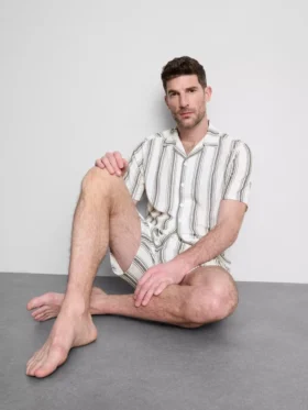 Gestrept pyjama shirt