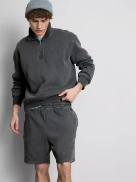 Gewassen short met elastische tailleband