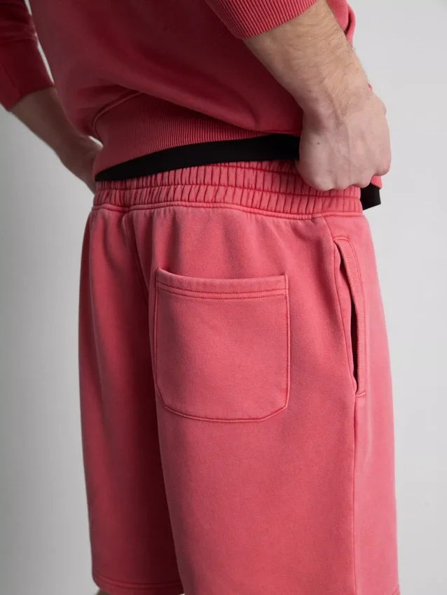 Gewassen short met elastische tailleband