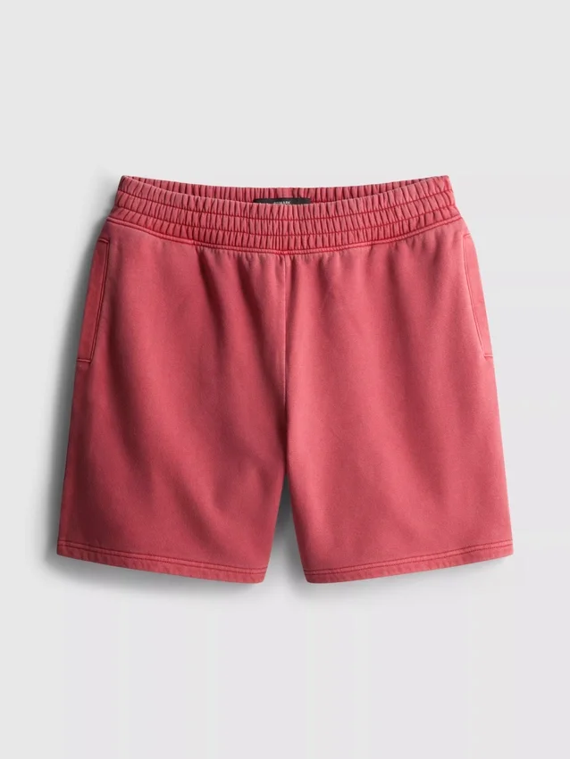 Gewassen short met elastische tailleband