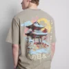 Gewassen T-shirt met Japanse print