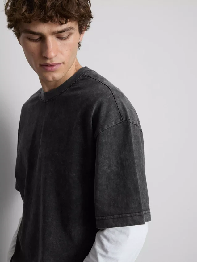 Gewassen T-shirt met korte mouwen