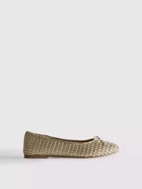 Geweven ballerina's als platte schoenen