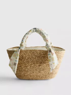 Geweven stro midi-bucketbag