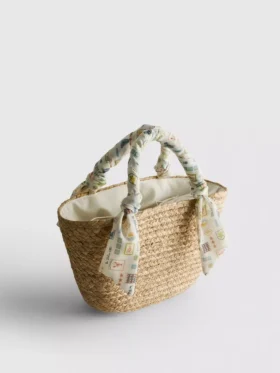 Geweven stro midi-bucketbag