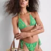 Gingham-bikinitop met driehoekige cup en bananenmotief