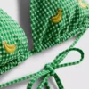 Gingham-bikinitop met driehoekige cup en bananenmotief
