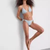 Gingham driehoekige bikinitop met madeliefjesrand
