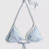 Gingham driehoekige bikinitop met madeliefjesrand