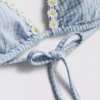 Gingham driehoekige bikinitop met madeliefjesrand