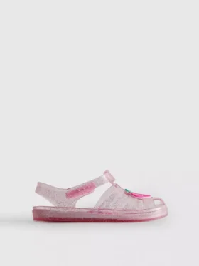 Glitter jelly-sandalen met kooiconstructie