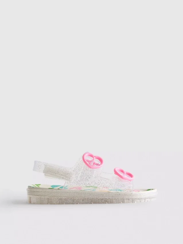 Glitter-jelly-slingback-Sandalen mit dubbele gesp