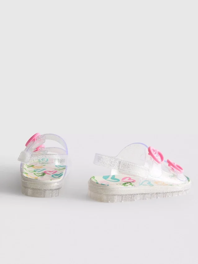 Glitter-jelly-slingback-Sandalen mit dubbele gesp