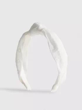 Haarband met knoop in broderie anglaise