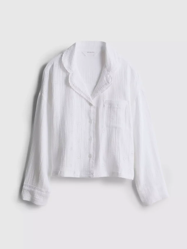 Heerlijk comfortabel geweven katoenen pyjama-overhemd