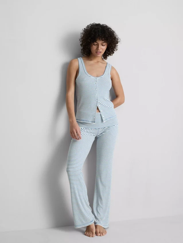 Heerlijk om in te luieren: geribde gestreepte pyjama-cami