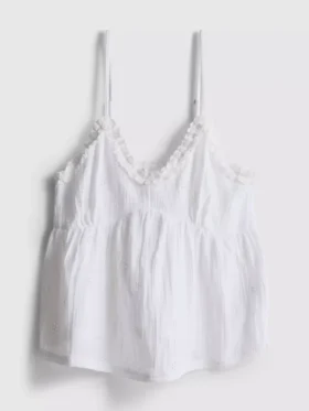 Heerlijk om in te luieren: geweven cami-top met ruches van Love to Lounge