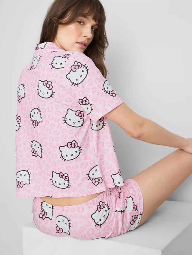 Hello Kitty korte boyfriend-pyjama's