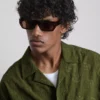 Het geborduurde katoenen overhemd met korte mouwen van The Edit
