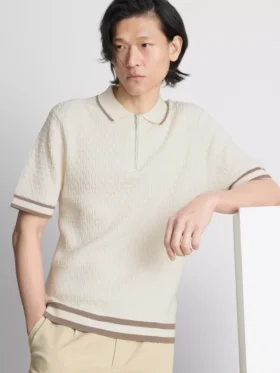 Het The Edit-poloshirt met rits en textuur