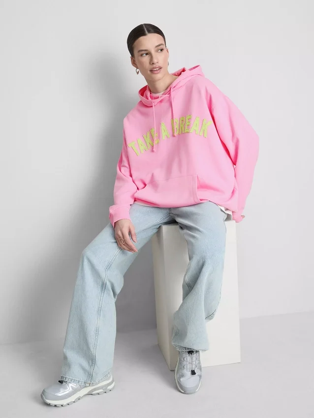 Hoodie met collegiale print, rijk aan katoen