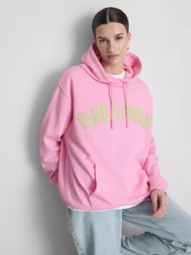 Hoodie met collegiale print, rijk aan katoen