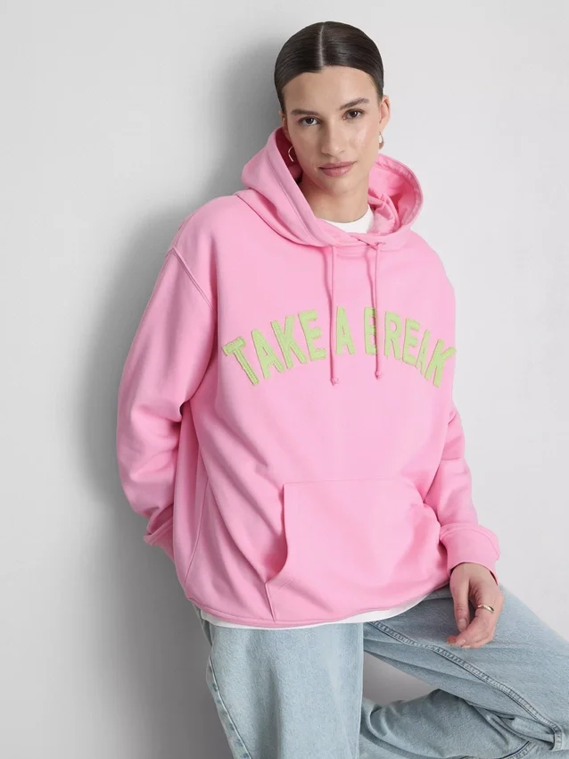 Hoodie met collegiale print, rijk aan katoen
