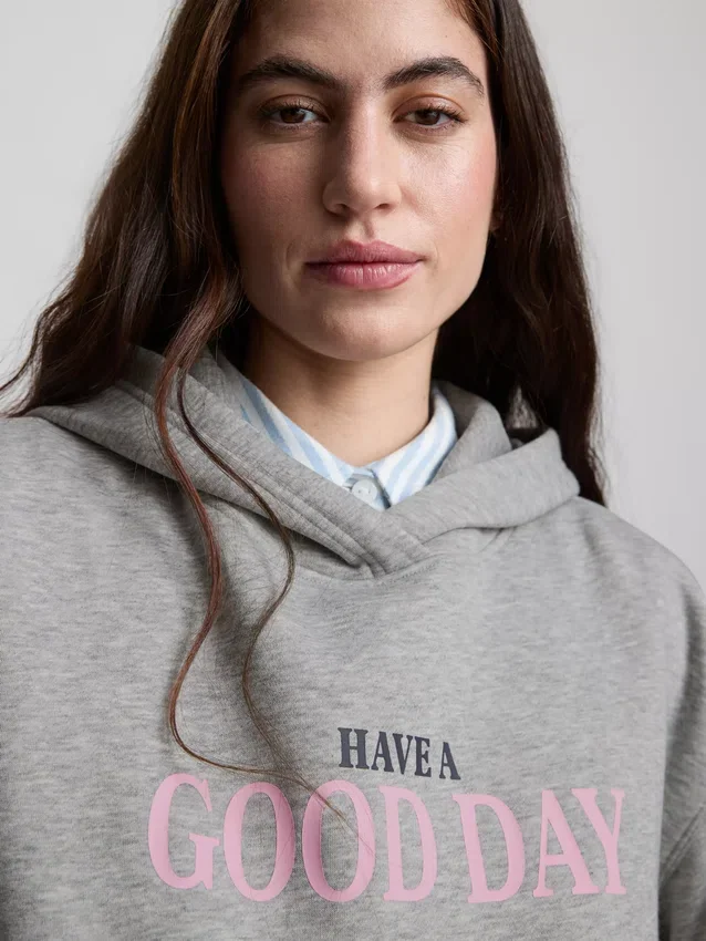 Hoodie met print van katoenmix