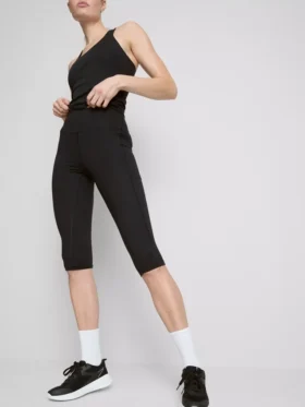Hooggetailleerde, soepele, ondersteunende sportcapri-legging