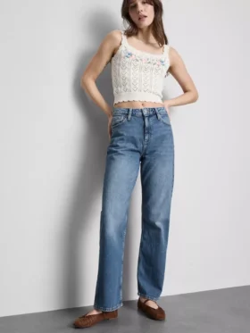 Jeans met hoge taille en rechte pijpen