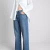 Jeans met hoge taille en rechte pijpen