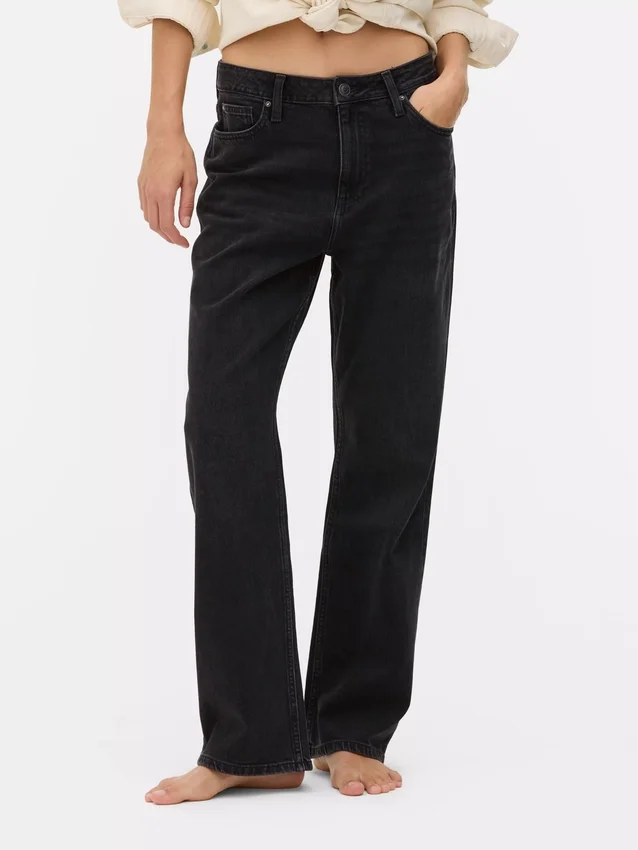 Jeans met hoge taille en rechte pijpen