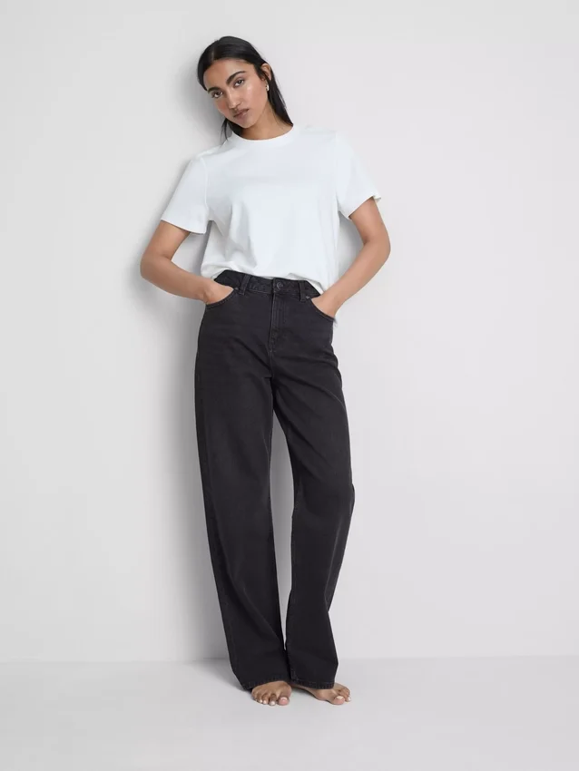 Jeans met hoge taille en rechte pijpen