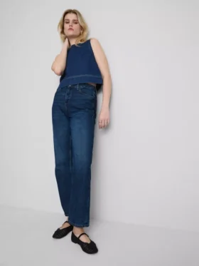Jeans met hoge taille en rechte pijpen