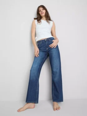 Jeans met hoge taille en rechte pijpen
