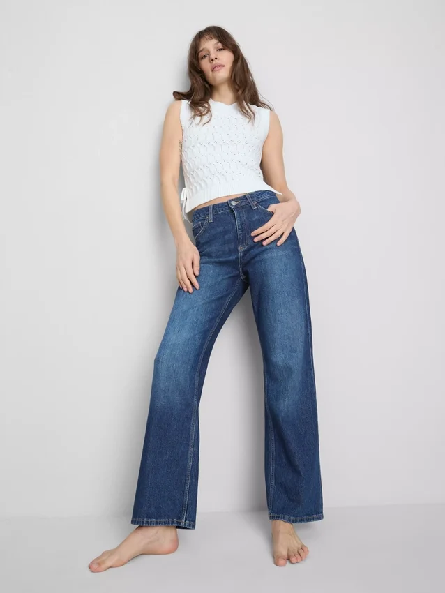 Jeans met hoge taille en rechte pijpen