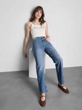 Jeans met hoge taille en rechte pijpen