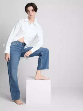 Jeans met hoge taille en rechte pijpen