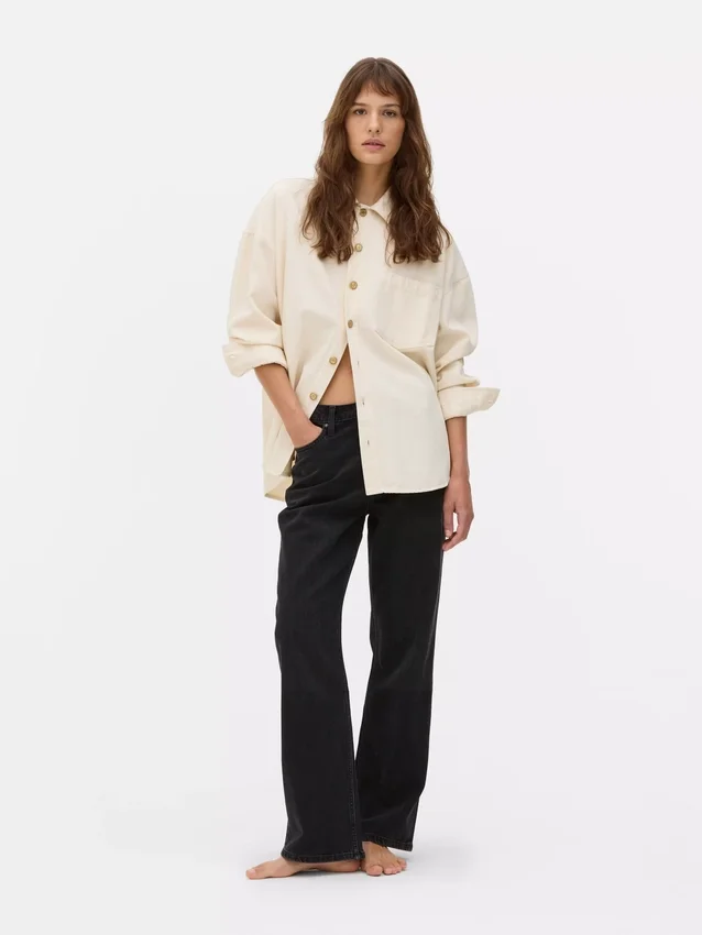 Jeans met hoge taille en rechte pijpen