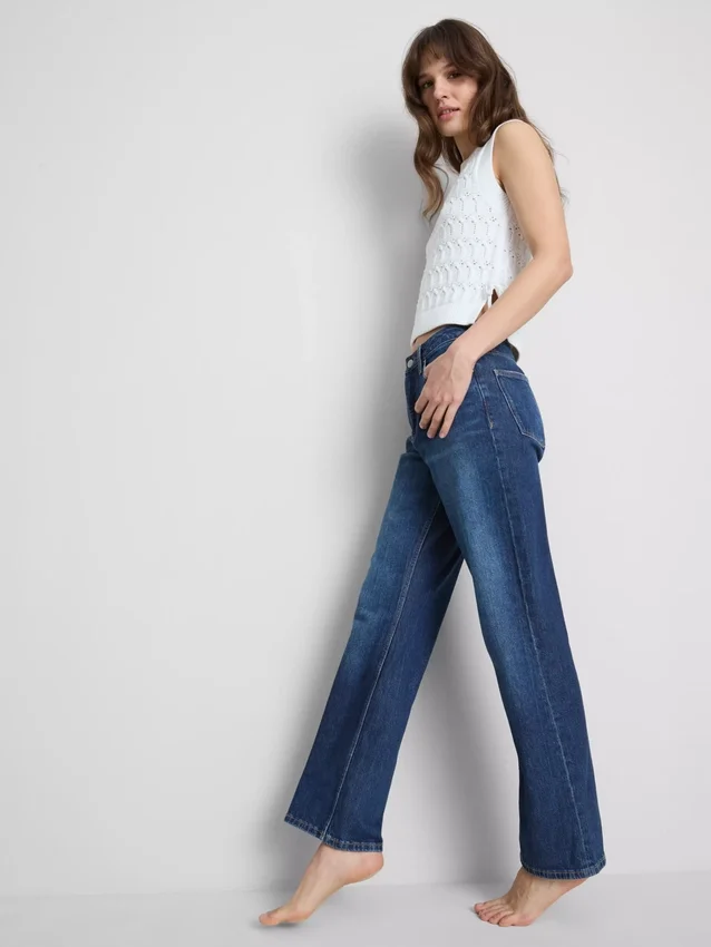 Jeans met hoge taille en rechte pijpen