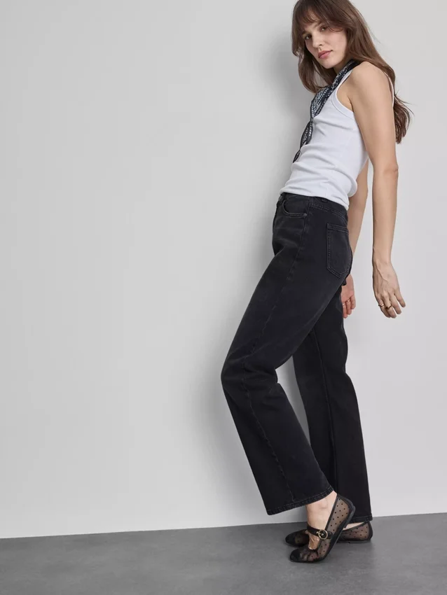 Jeans met hoge taille en rechte pijpen