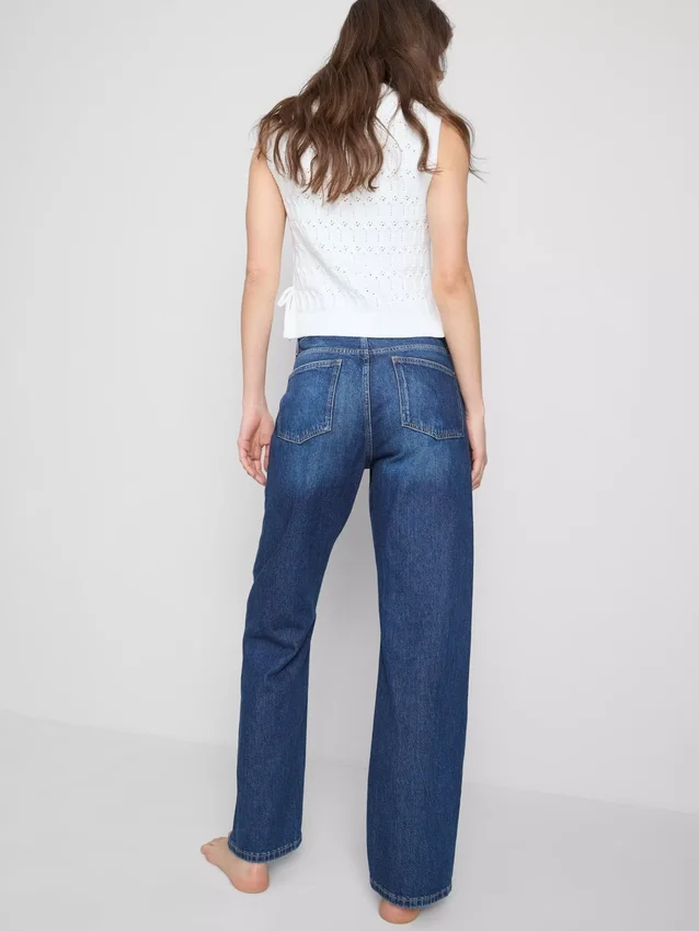 Jeans met hoge taille en rechte pijpen