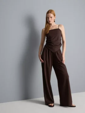 Jersey broek met wijde pijpen