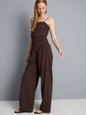 Jersey broek met wijde pijpen
