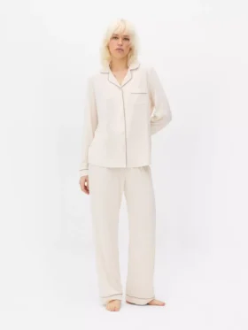 Jersey pyjama’s met lange mouwen in boyfriend-stijl