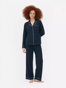 Jersey pyjamaset met lange mouwen in boyfriend-stijl
