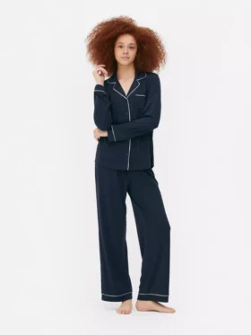 Jersey pyjamaset met lange mouwen in boyfriend-stijl