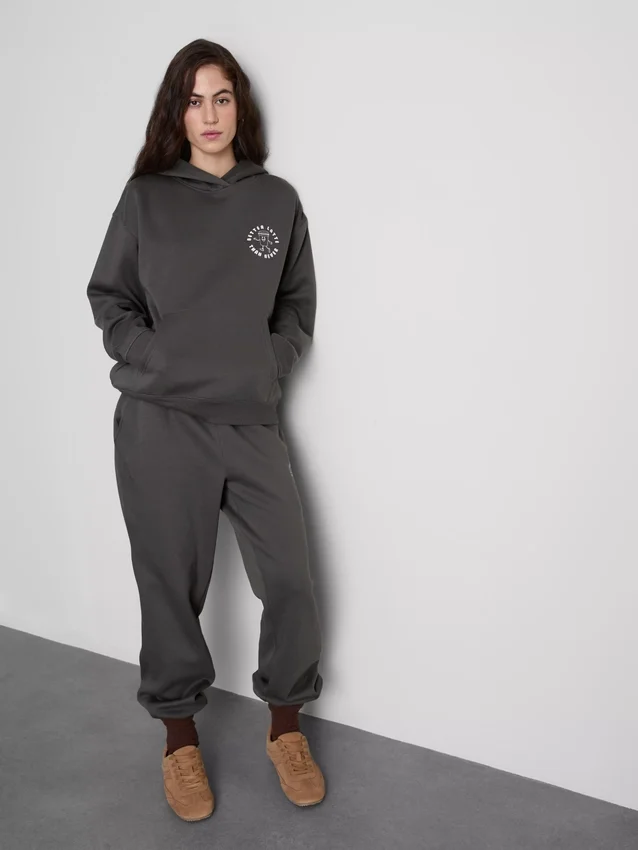 Joggingbroek met manchetten van katoenmix met print