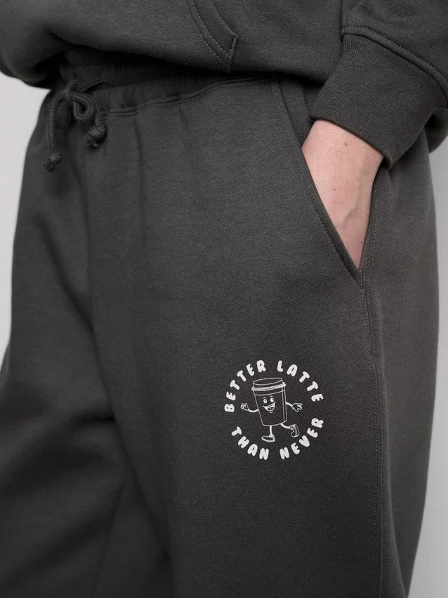 Joggingbroek met manchetten van katoenmix met print